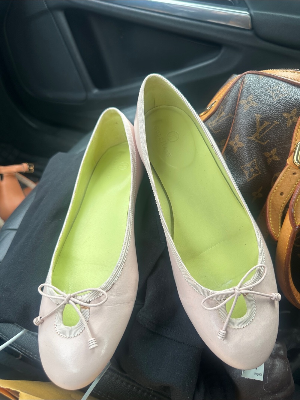 Cole Haan Pale Pink Ballet Flats with Lime Insole